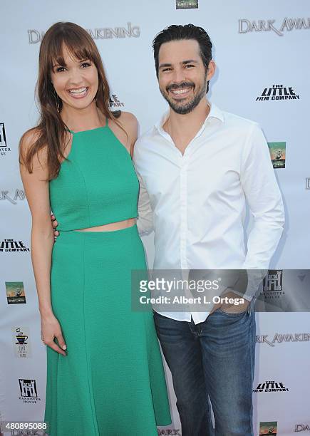 Actors Jason Cook and Valerie Azlynn at the Fangoria Screening Of "Dark Awakening" held at Jumpcut Cafe on July 15, 2015 in Studio City, California.