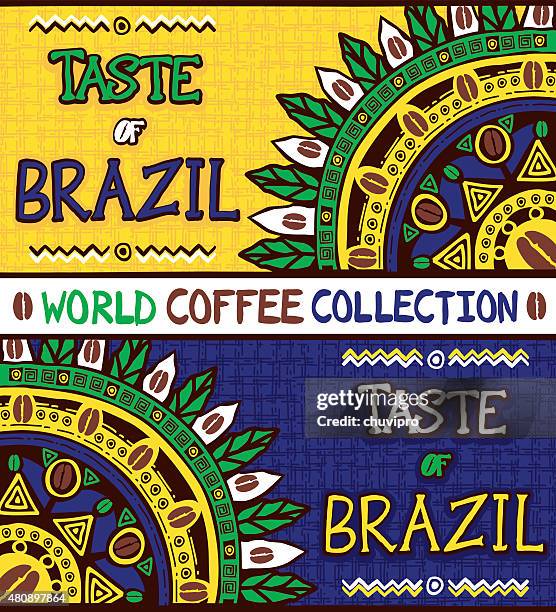 coffee background taste of brazil, hand drawn design elements - coffee drop stock illustrations