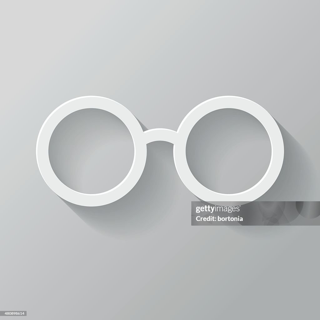 Glasses Paper Thin Line Interface Icon With Long Shadow