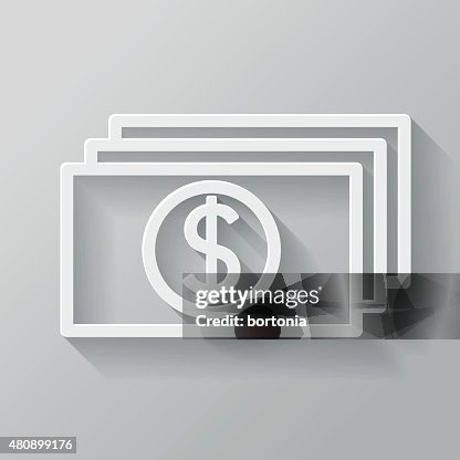 Currency Paper Thin Line Interface Icon With Long Shadow Currency Paper Thin Line Interface Icon With Long Shadow