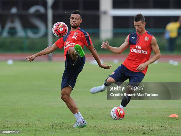 Francis Coquelin of Arsenal during a training session at Singapore American School on July 16, 2015 in Singapore, .