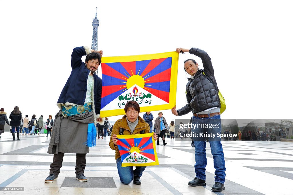 Demonstration For Free Tibet At The Trocadero In Paris