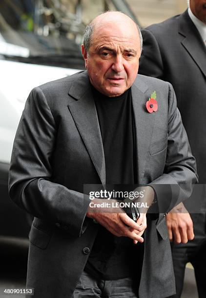 In this file picture taken on November 2, 2011 exiled Russian businessman Boris Berezovsky looks on during a break in proceedings at the High Court...