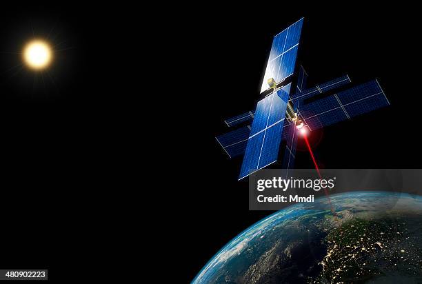 solar energy from space - sonnenenergiegerät stock-grafiken, -clipart, -cartoons und -symbole