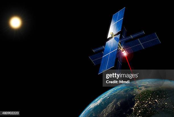solar energy from space - satellite image stock illustrations