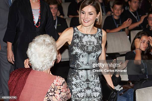 Mezzosoprano Teresa Berganza and Queen Letizia of Spain inaugurate the summer courses of "International School of Music" of Princesa de Asturias...