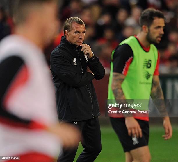 Brendan Rodgers manager of Liverpool in action during a training session at Suncorp Stadium on July 16, 2015 in Brisbane, Australia.