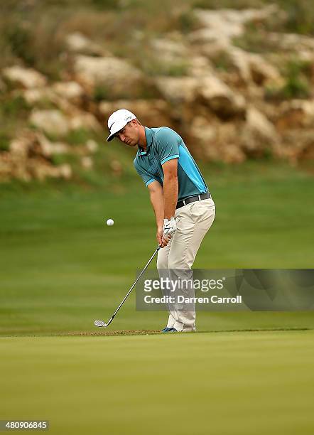 Kevin Chappell putts on the 13th during Round One of the Valero Texas Open at the AT&T Oaks Course on March 27, 2014 in San Antonio, Texas.