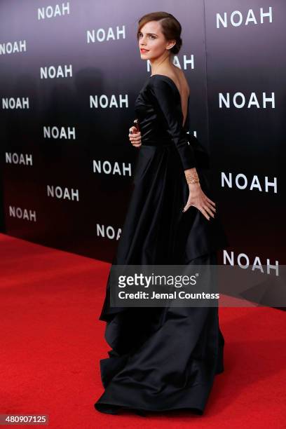 Actress Emma Watson attends the New York Premiere of "Noah" at Clearview Ziegfeld Theatre on March 26, 2014 in New York City.