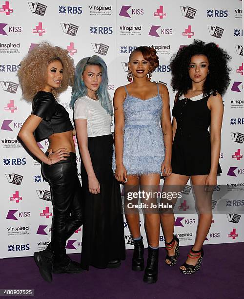 Jess Plummer, Asami Zdrenka, Shereen Cutkelvin and Amira McCarthy of Neon Jungle attend the vinspired National Awards at Indigo2 at O2 Arena on March...