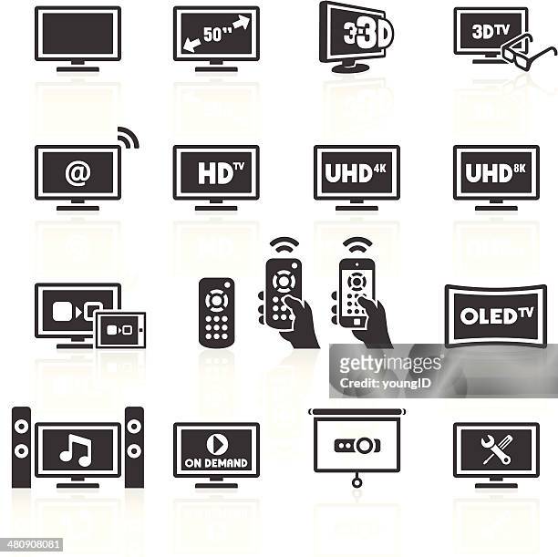 ilustraciones, imágenes clip art, dibujos animados e iconos de stock de iconos de televisión - projection equipment