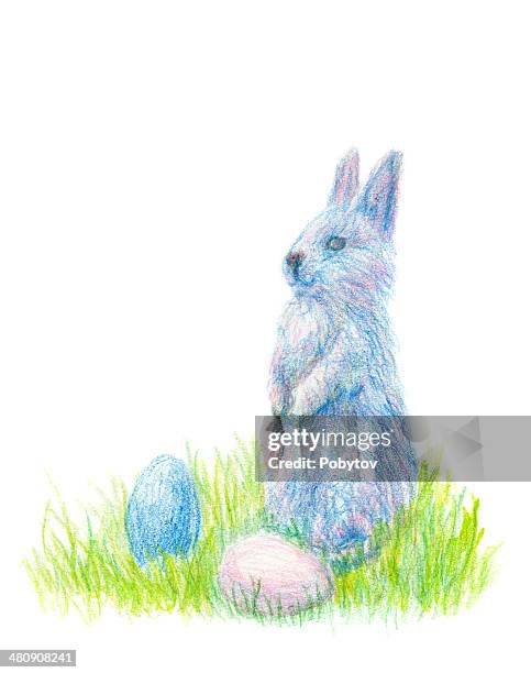 easter bunny - easter egg painting stock illustrations