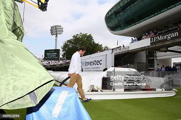 Former Australian Rules Footballer Campbell Brown is seen walking from the pitch at Lord's during day one of the 2nd Investec Ashes Test match...