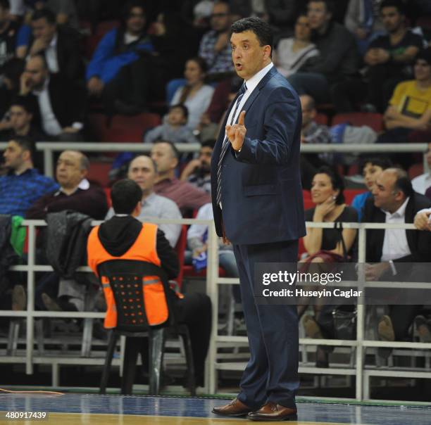 Evangelos Angelou, Head Coach of Anadolu Efes Istanbul during the 2013-2014 Turkish Airlines Euroleague Top 16 Date 12 game between Anadolu EFES...