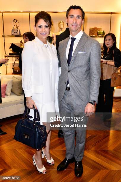 Michelle Janavs and Louis Vuitton's SVP of the Western Region Tommaso De Vecchi attend Louis Vuitton with Vogue and Michelle Janavs discover the...