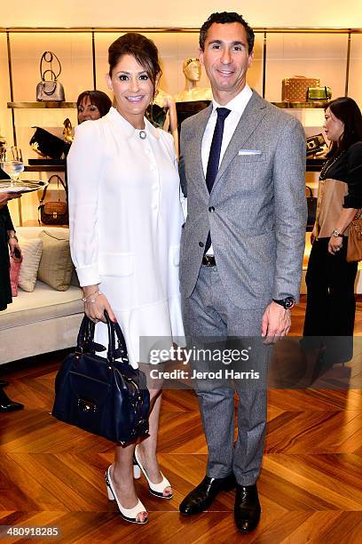 Michelle Janavs and Tomasso De Vecchi attend Louis Vuitton with Vogue and Michelle Janavs discover the Women's Ready-To-Wear Collection on March 27,...