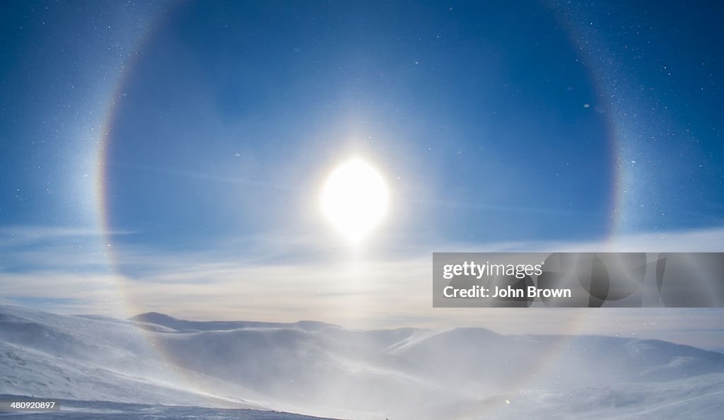 'Snow Dog' surrounding the sun, Eagle Summit, AK