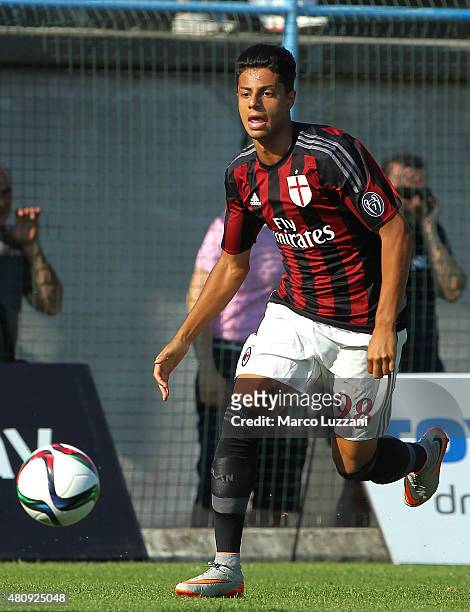 Hachim Mastour of AC Milan in action during the preseason friendly match between AC Milan and Legnano on July 14, 2015 in Solbiate Arno, Italy.