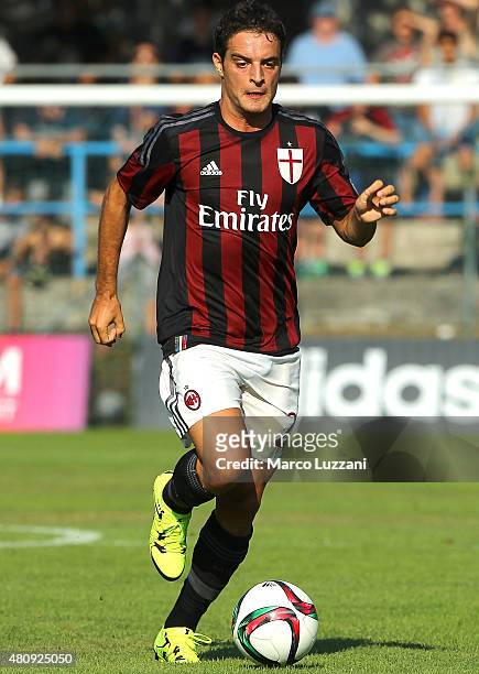 Giacomo Bonaventura of AC Milan in action during the preseason friendly match between AC Milan and Legnano on July 14, 2015 in Solbiate Arno, Italy.