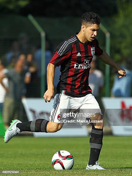 Jose Mauri of AC Milan in action during the preseason friendly match between AC Milan and Legnano on July 14, 2015 in Solbiate Arno, Italy.