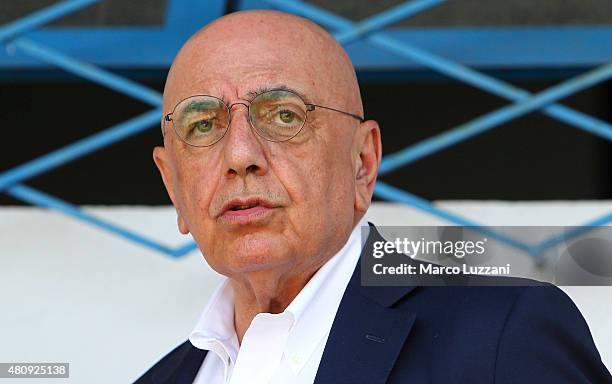 General Manager of AC Milan Adriano Galliani looks on before the preseason friendly match between AC Milan and Legnano on July 14, 2015 in Solbiate...