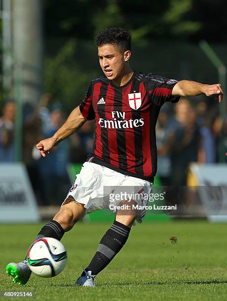 Jose Mauri of AC Milan in action during the preseason friendly match between AC Milan and Legnano on July 14, 2015 in Solbiate Arno, Italy.