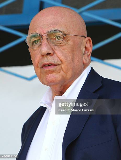 General Manager of AC Milan Adriano Galliani looks on before the preseason friendly match between AC Milan and Legnano on July 14, 2015 in Solbiate...