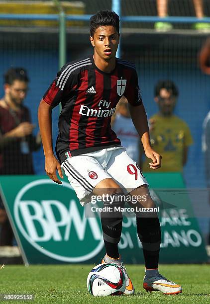Hachim Mastour of AC Milan in action during the preseason friendly match between AC Milan and Legnano on July 14, 2015 in Solbiate Arno, Italy.