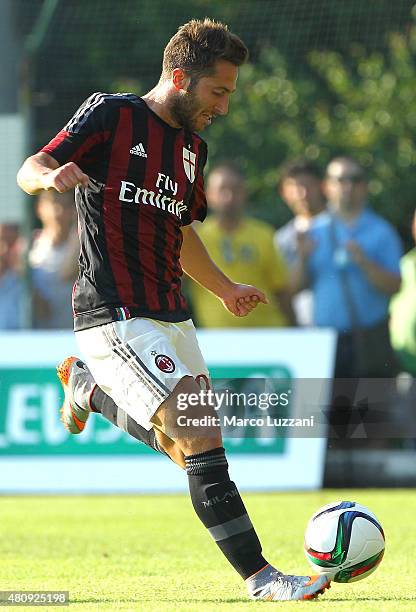 Andrea Bertolacci of AC Milan in action during the preseason friendly match between AC Milan and Legnano on July 14, 2015 in Solbiate Arno, Italy.