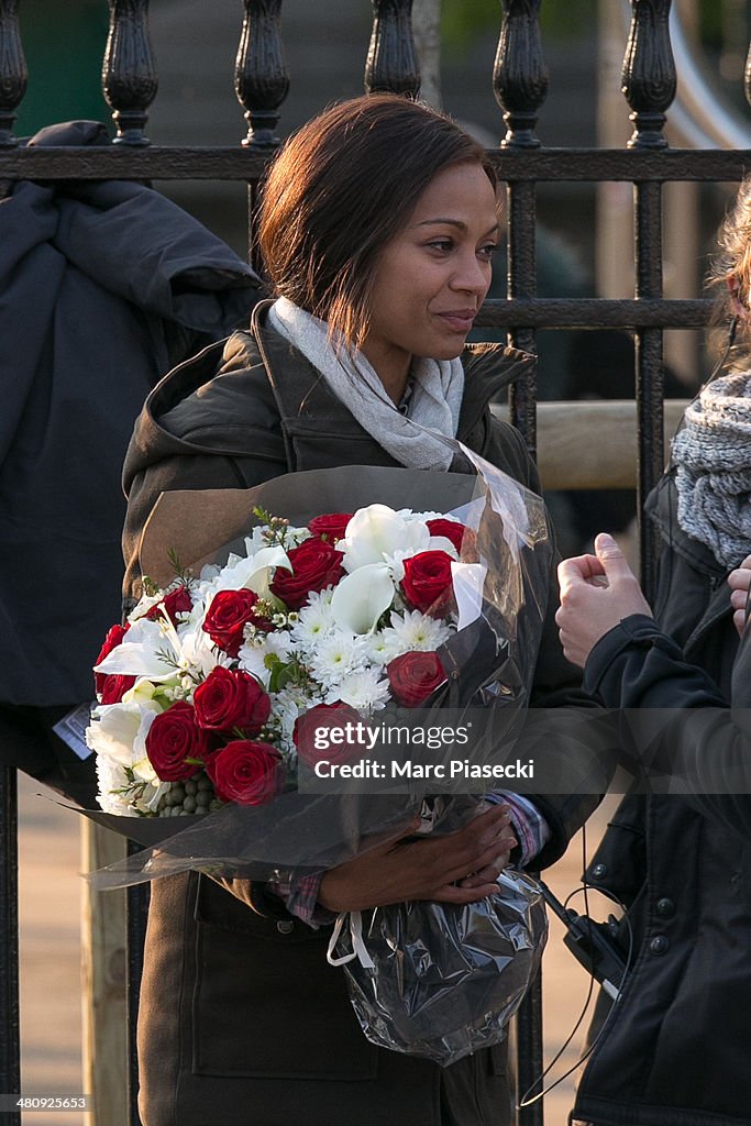 Zoe Saldana On The Set Of 'Rosemary's Baby' In Paris