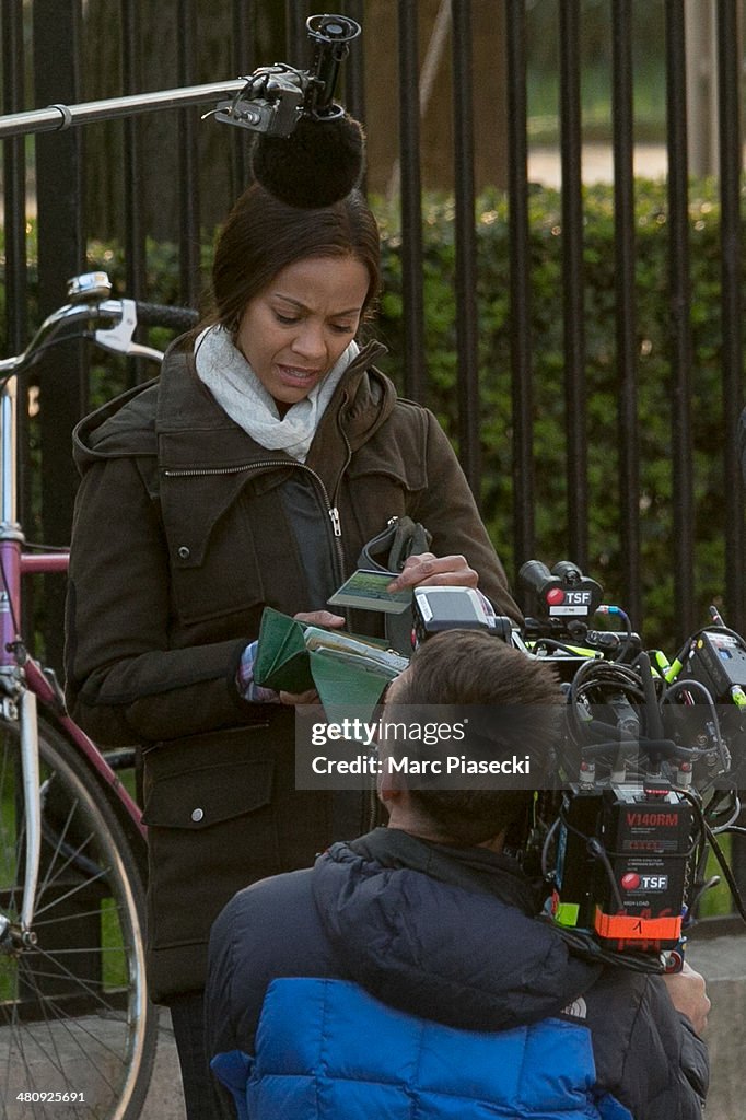 Zoe Saldana On The Set Of 'Rosemary's Baby' In Paris