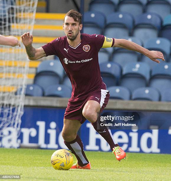 Blazej Augustyn of Hearts makes his debut during the Pre Season Friendly between Raith Rovers and Hearts at Starks Park on July 07, 2015 in...