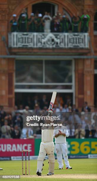 Chris Rogers of Australia celebrates after reaching his century during day one of the 2nd Investec Ashes Test match between England and Australia at...