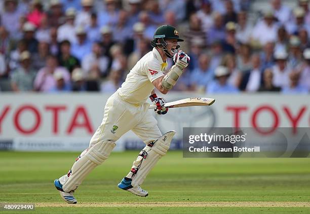 Chris Rogers of Australia reaches his century during day one of the 2nd Investec Ashes Test match between England and Australia at Lord's Cricket...
