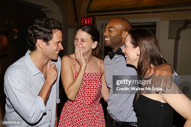Steven Pasquale, Sutton Foster, Brandon Victor Dixon and Miriam Shor attends the Opening Night Party for the New York City Center Encores! Off-Center...