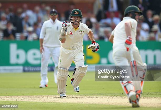 Chris Rogers of Australia celebrates after reaching his century during day one of the 2nd Investec Ashes Test match between England and Australia at...