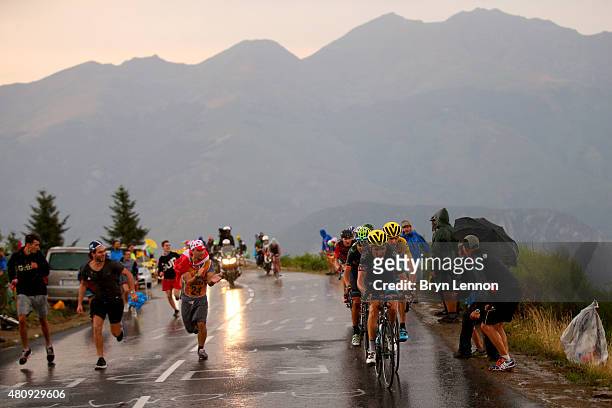 Geraint Thomas of Great Britain and Team Sky rides ahead of Chris Froome of Great Britain and Team Sky during stage twelve of the 2015 Tour de...