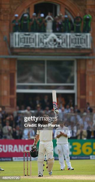 Chris Rogers of Australia celebrates after reaching his century during day one of the 2nd Investec Ashes Test match between England and Australia at...