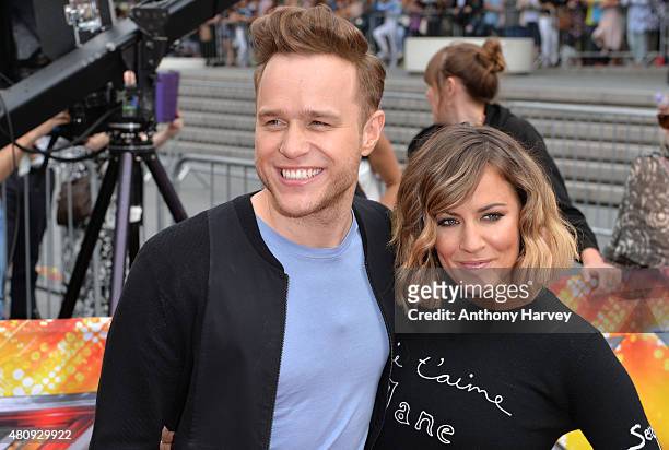Olly Murs and Carline Flack attend the London auditions of The X Factor at SSE Arena on July 16, 2015 in London, England.