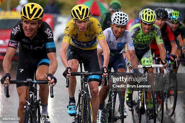 Chris Froome of Great Britain and Team Sky, Nairo Alexander Quintana Rojas of Colombia and Movistar Team, Alberto Contador of Spain and Tinkoff-Saxo,...