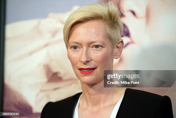 Actress Tilda Swinton attends the "Trainwreck" New York Premiere at Alice Tully Hall on July 14, 2015 in New York City.