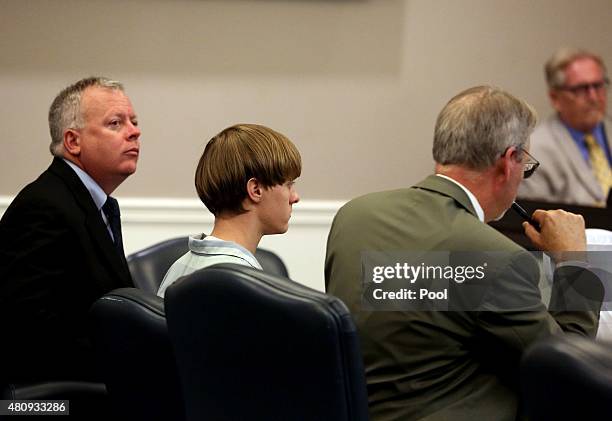 Dylan Roof , the suspect in the mass shooting that left nine dead in a Charleston church last month, appears in court accompanied by chief public...