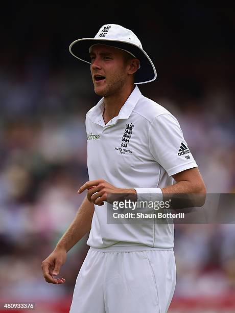 Stuart Broad of England during day one of the 2nd Investec Ashes Test match between England and Australia at Lord's Cricket Ground on July 16, 2015...
