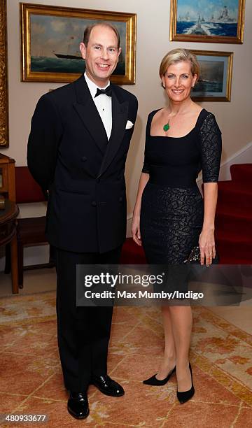 Prince Edward, Earl of Wessex & Sophie, Countess of Wessex attend a gala fundraising dinner, in aid of the Newport Minster Renewal Appeal, at the...