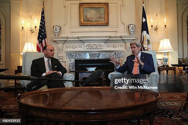 Secretary of State John Kerry meets with Saudi Arabian Ambassador to the United States Adel bin Ahmed Al-Jubeir at the State Department July 16, 2015...