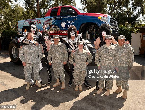 Musicians Eric Singer, Paul Stanley, Rick Allen, Joe Elliott, Phil Collen, Rick Savage, Gene Simmons, Vivian Campbell and Tommy Thayer of KISS and...