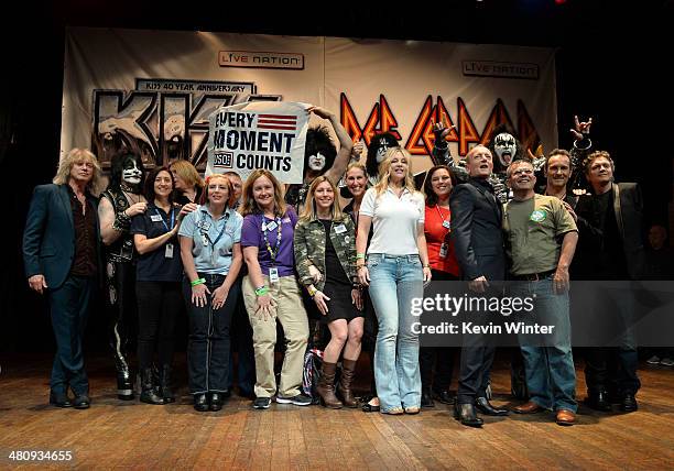 Musicians Eric Singer, Paul Stanley, Rick Allen, Joe Elliott, Phil Collen, Rick Savage, Gene Simmons, Vivian Campbell and Tommy Thayer of KISS and...