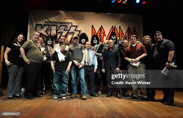 Musicians Eric Singer, Paul Stanley, Rick Allen, Joe Elliott, Phil Collen, Rick Savage, Gene Simmons, Vivian Campbell and Tommy Thayer of KISS and...