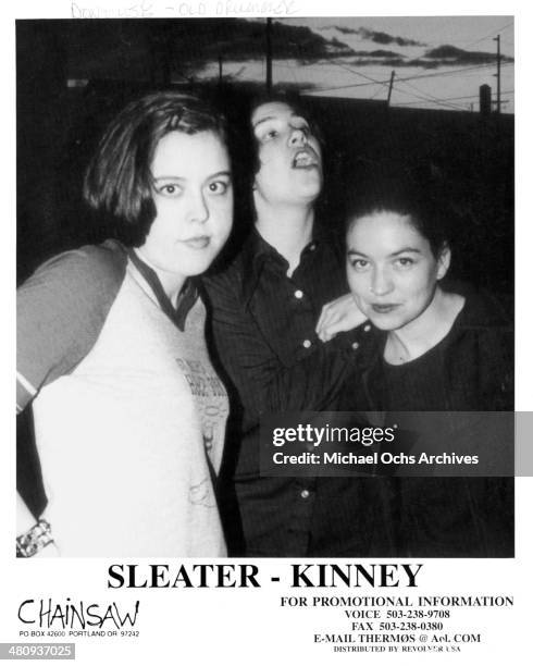 Music Group Sleater-Kinney. Corin Tucker, Carrie Brownstein and Laura Macfarlane.