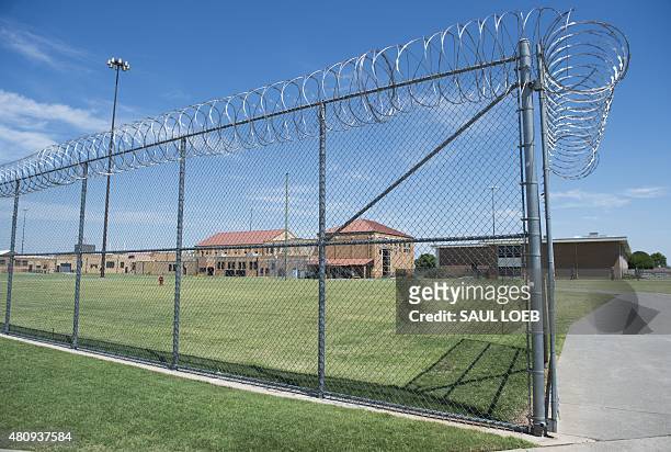 The prison yard at the El Reno Federal Correctional Institution in El Reno, Oklahoma, July 16 is seen during a visit by US President Barack Obama....